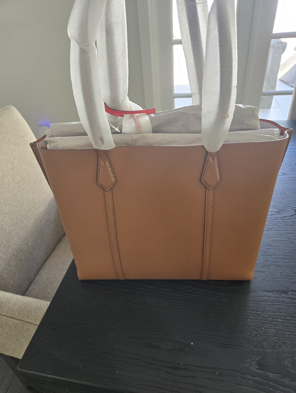Tory Burch Cognac Pebbled Leather Tote - Picture 2 of 3